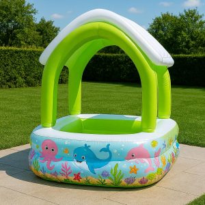בריכת ילדים מוצלת מתנפחת עם גג – 143×143×123 ס״מ