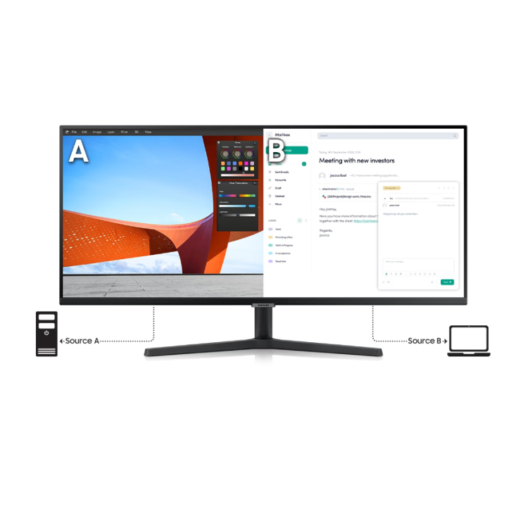 מסך מחשב Samsung ViewFinity S5 S34C500GAM UWQHD VA 34" FreeSync