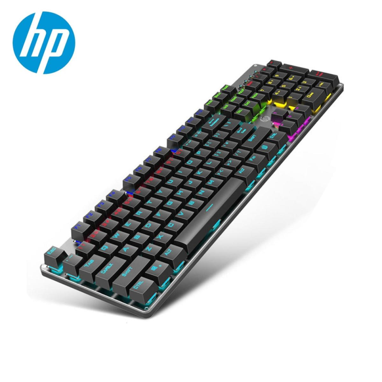 HP GK100F Mechanical Wired RGB Keyboard, Blue Switch, Adjustable 6 Keys & 104 Keys Anti-Ghosting, Suspended Key Caps, High Compatibility, Black | GK100F